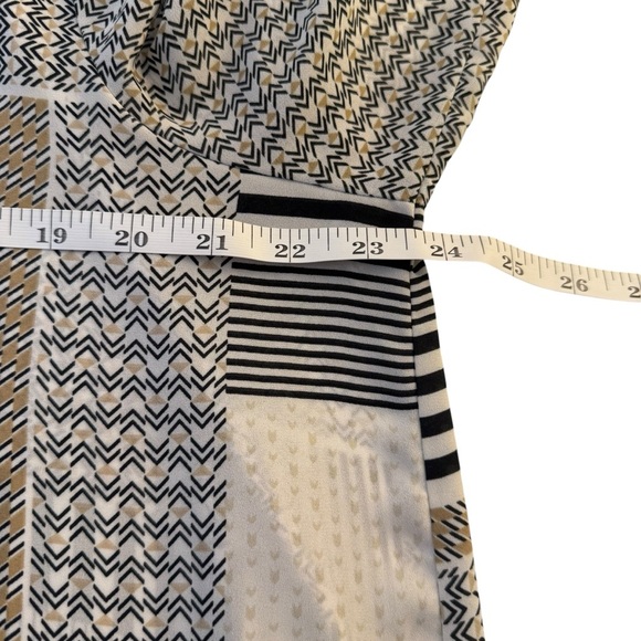 Rose And Olive Plus Button Up Top Womens 1X Neutral Patchwork Business Casual - Picture 6 of 10